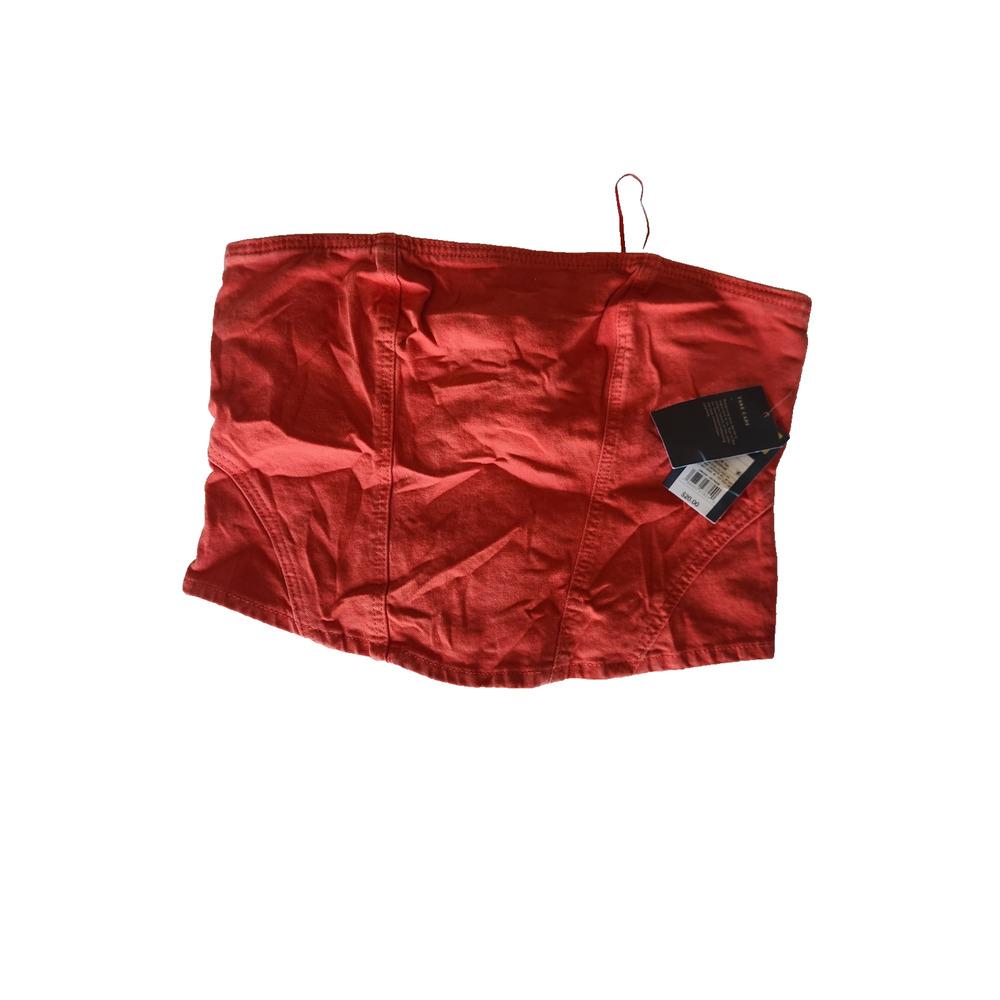 Universal Thread Denim Corset Top Women's Size 10 Red New with Tags